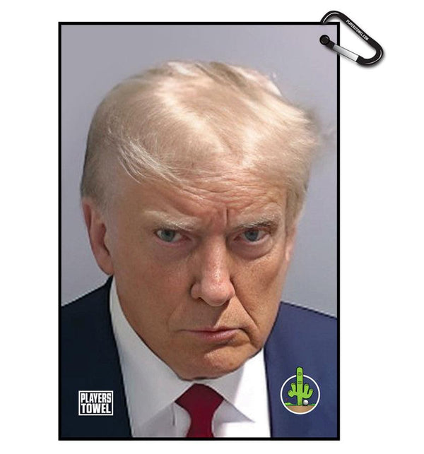 Players Towel - Golf Towel -  Donald Trump Mugshot  - Wear It Golf