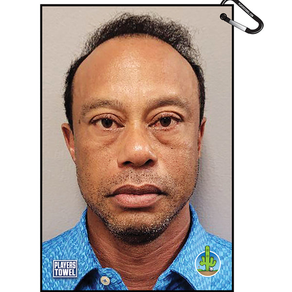 Golf Towels - Tiger Woods 2026 Mugshot Cool Golf Towel - Wear It Golf