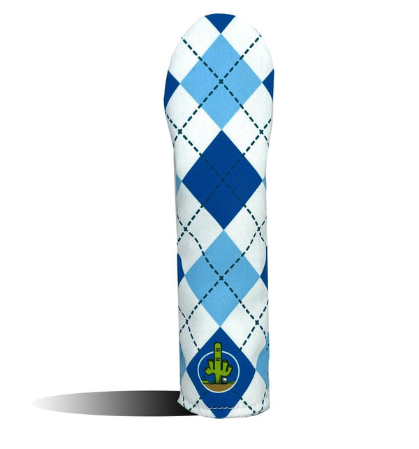 Hybrid Headcover - Golf Club Cover -  Blue Argyle Plaid  - Wear It Golf
