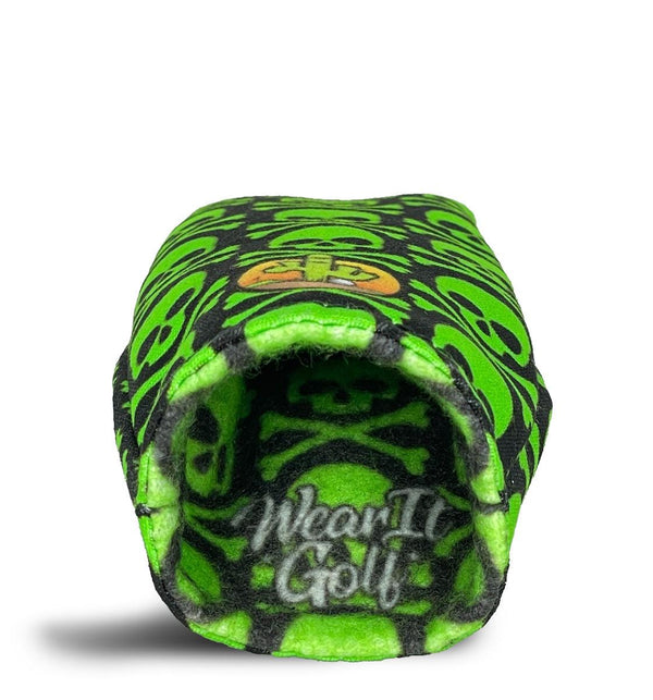 Hybrid Headcover - Golf Club Cover - Neon Green Fluorescent Skull Crossbones - Wear It Golf