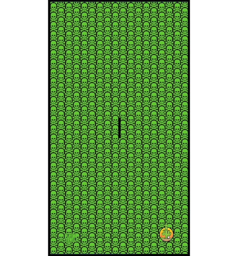 Players Towel - Golf Towel -  Neon Green Skull & Crossbones - Wear It Golf