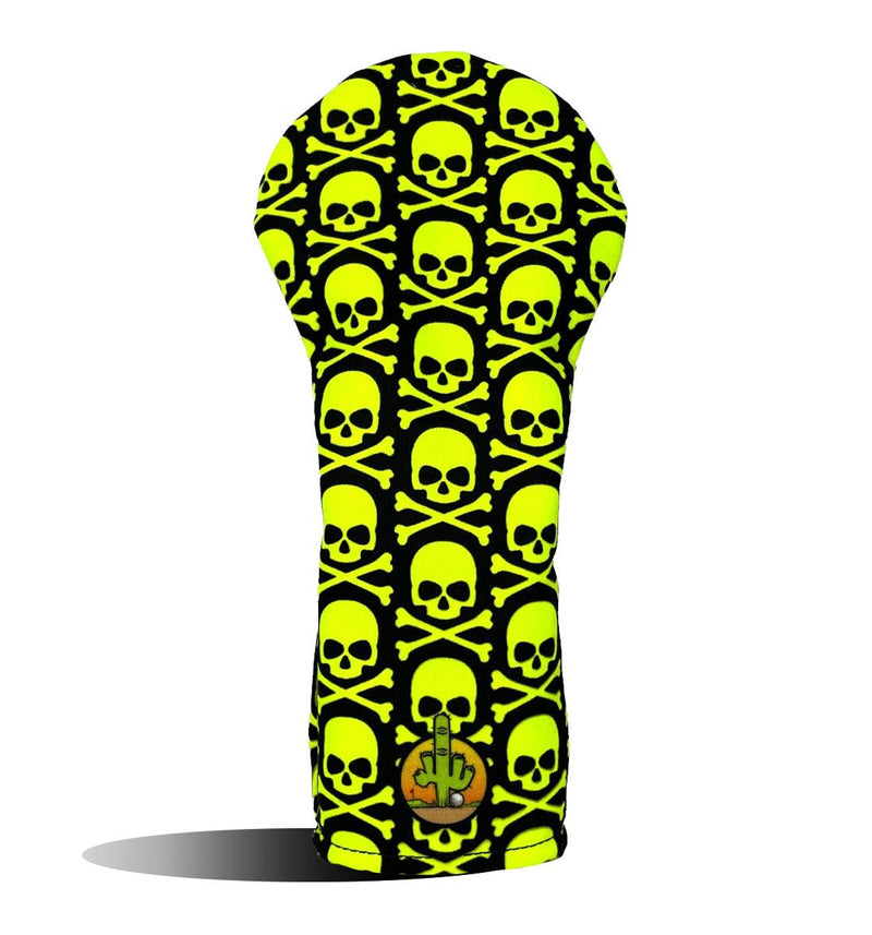 Fairwood Wood Headcover - Golf Club Cover - Neon Yellow Fluorescent Skull Crossbones - Wear It Golf