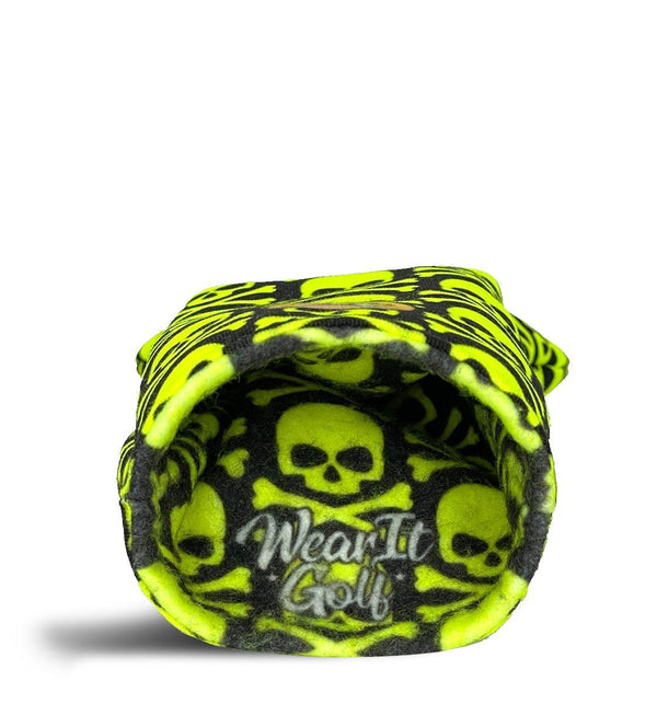 Fairwood Wood Headcover - Golf Club Cover - Neon Yellow Fluorescent Skull Crossbones - Wear It Golf