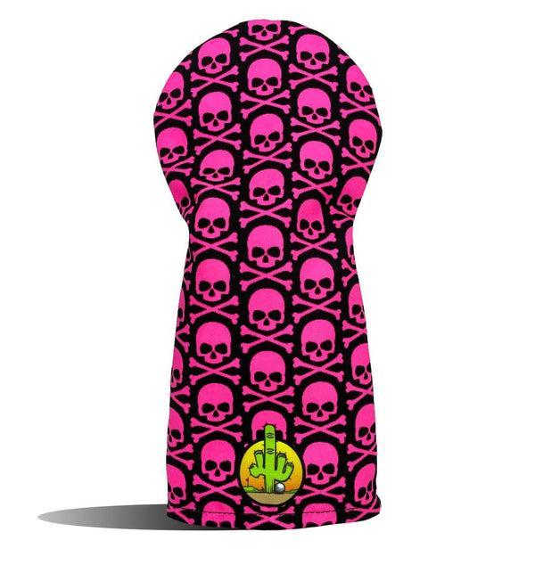 Driver Headcover - Golf Club Cover -  Pink Skulls Pink Poison  - Wear It Golf