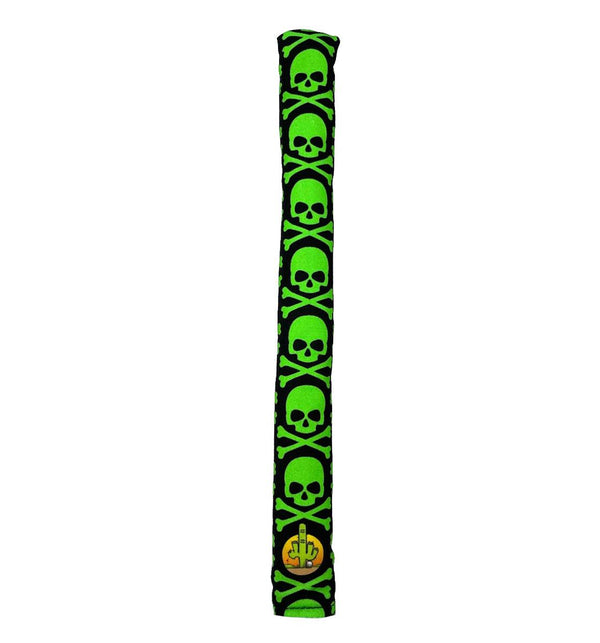 Alignment Stick Headcover - Golf Club Cover -  Neon Green Skulls Crossbones
