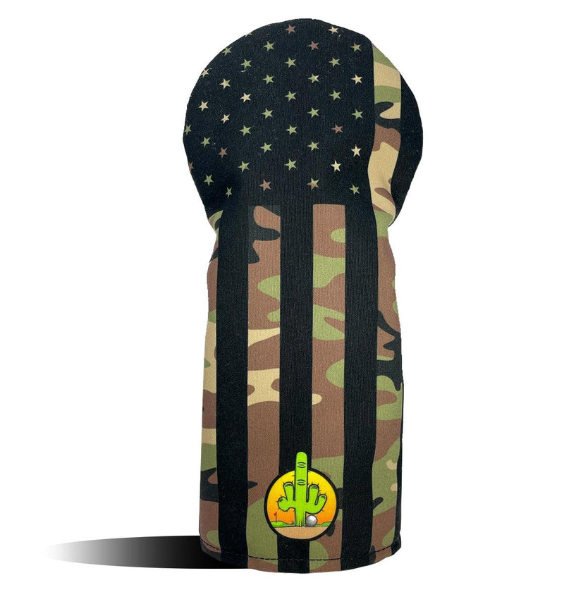 Driver Headcover - Golf Club Cover -  OG Army Camo Black USA Flag  - Wear It Golf