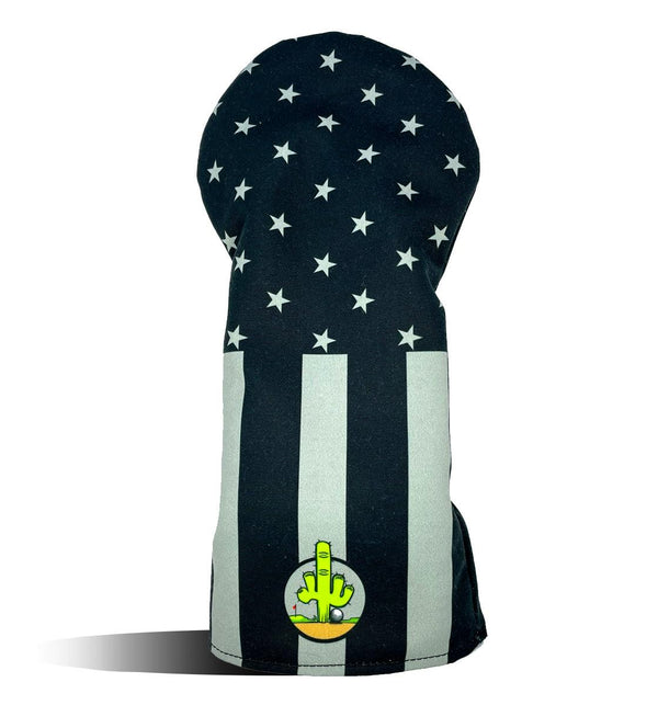 Driver Headcover - Golf Club Cover - USA FLAG Black Grey