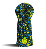 Driver Headcover - Golf Club Cover - Blue and Yellow Paint Splatter